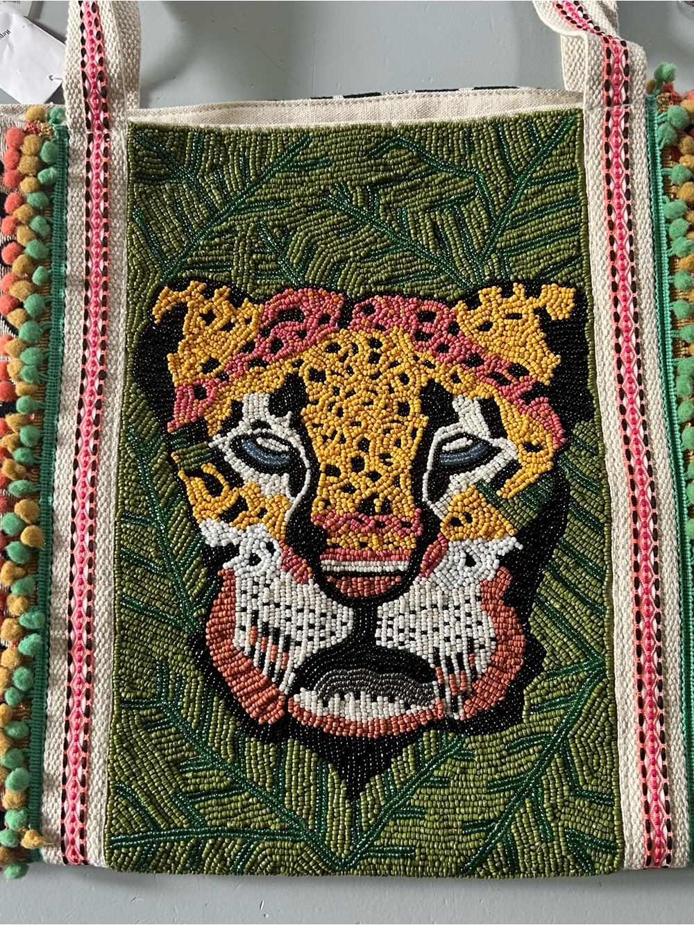 NWT America & Beyond Forestry Leopard Beaded Embellished Tote Bag - Picture 7 of 8
